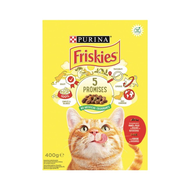 Friskies Adult Cat Dry Food Beef Liver Chicken 400g Friskies ξηρά τροφή γάτας με βοδινό συκώτι και κοτόπουλο 400g