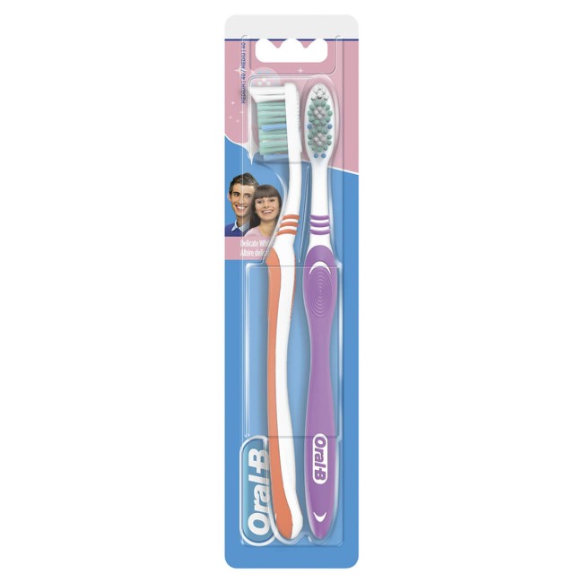 Oral-B Οδοντόβουρτσα 1-2-3 Delicate White Μέτρια 2τμχ