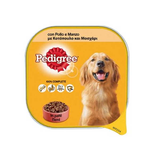 Pedigree Dog Food Chicken Beef Pâté 300g Pedigree υγρή τροφή σκύλου πατέ κοτόπουλο μοσχάρι 300g κονσέρβα