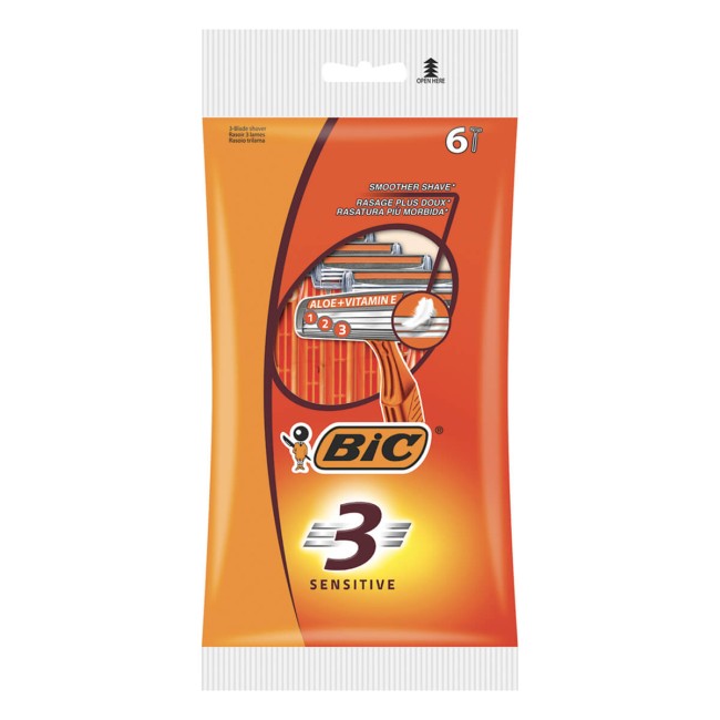 Bic Ξυραφάκια Μίας Χρήσης Sensitive 3-Λεπίδες 6τμχ