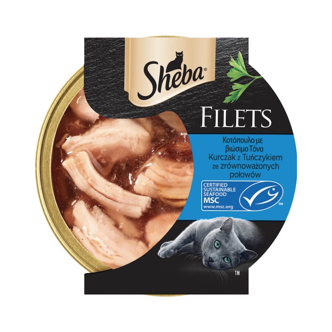 Sheba Τροφή Γάτας Filets Κοτόπουλο Τόνος 60gr