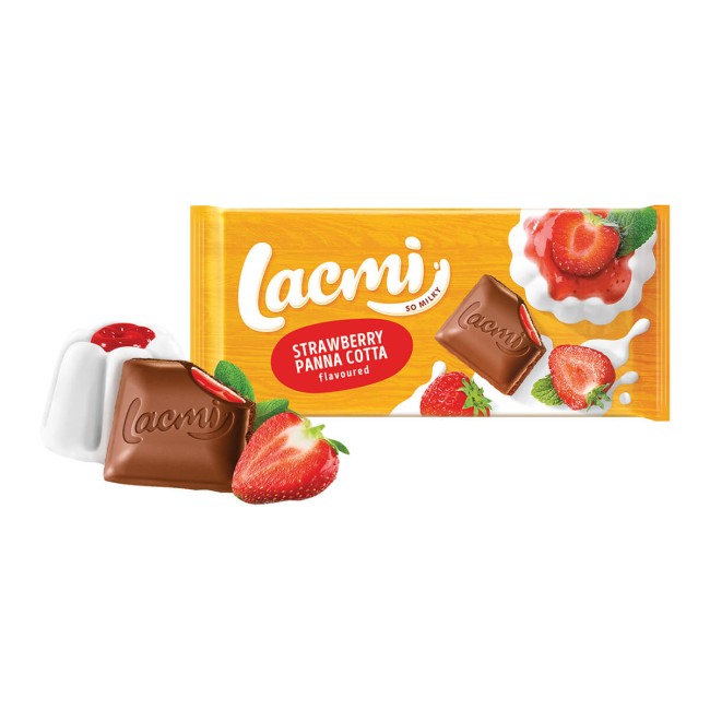 Lacmi Σοκολάτα Γεμιστή Πανακότα Φράουλα 90gr