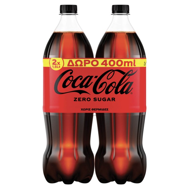 Coca Cola Zero Αναψυκτικό 2x1,5Lt +400ml