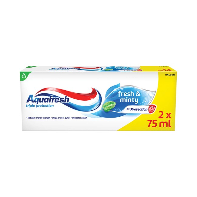 Aquafresh Fresh & Minty Οδοντόκρεμα διπλή συσκευασία 2x75ml