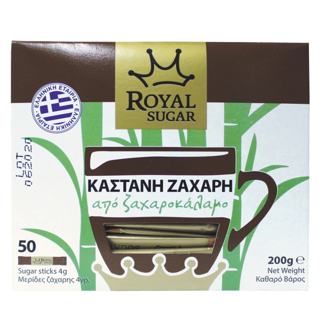 Royal Sugar Καστανή Ζάχαρη Από Ζαχαροκάλαμο Sticks 4gr x 50τμχ Royal Sugar Καστανή Ζάχαρη Από Ζαχαροκάλαμο Sticks 4gr x 50τμχ