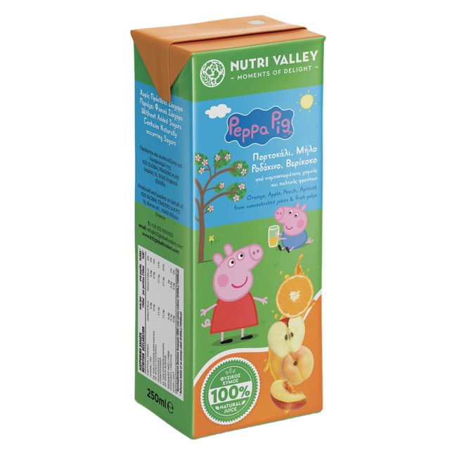 Nutri Valley Χυμός Μήλο-Πορτοκάλι-Ροδάκινο-Βερίκοκο Peppa Pig 250ml