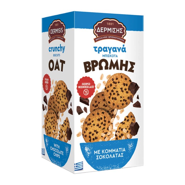 Δερμίσης Τραγανά Μπισκότα Βρώμης Κακάο & Μαύρη Σοκολάτα 160gr