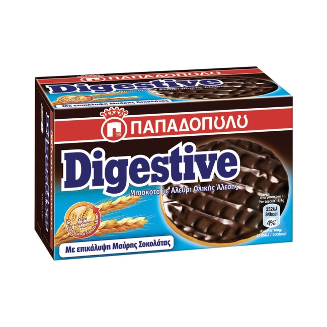 Παπαδοπούλου Μπισκότα Digestive Μαύρη Σοκολάτα 200gr