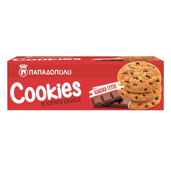 Παπαδοπούλου Cookies Μπισκότα Με Κομματάκια Σοκολάτας 180g