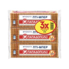 Παπαδοπούλου Μπισκότα ΠΤΙ-ΜΠΕΡ Οικογεναειακή Συσκευασία 3x225gr