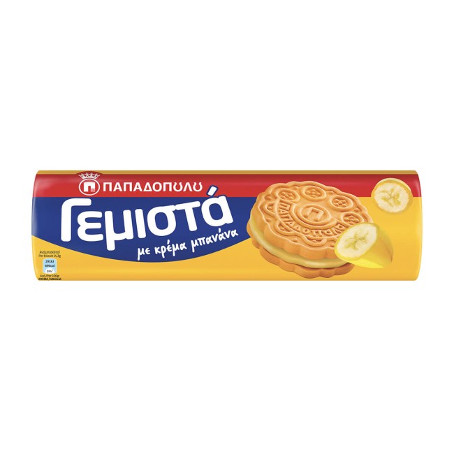 Παπαδοπούλου Μπισκότα Γεμιστά Μπανάνα 200g Παπαδοπούλου Μπισκότα Γεμιστά Μπανάνα 200g