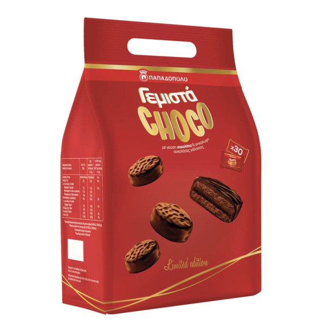 Παπαδοπούλου Μπισκότα Γεμιστά Σοκολάτα Με Επικάλυψη Σοκολάτα Γάλακτος 400gr