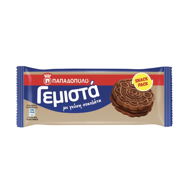 Παπαδοπούλου Μπισκότα Γεμιστά Σοκολάτα 58gr