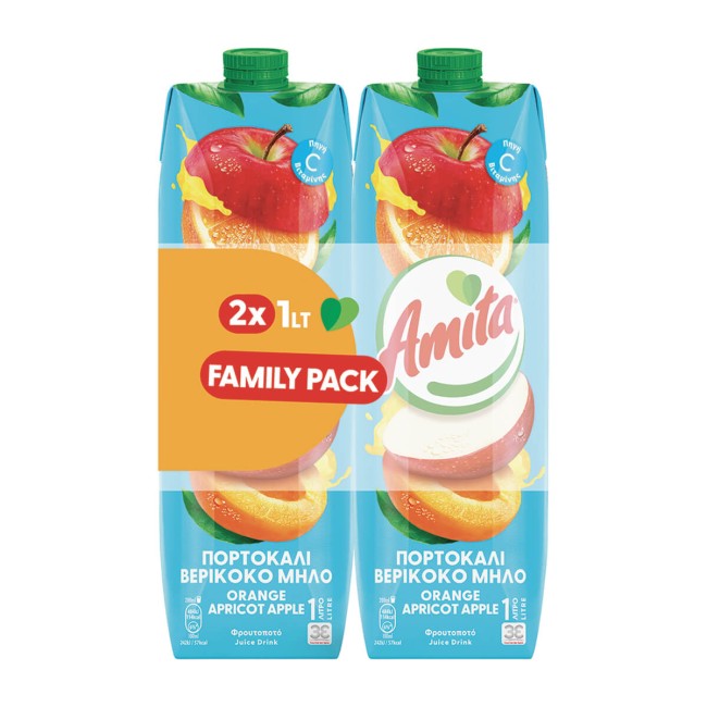 Amita Χυμός Καρότο Μήλο Βερίκοκο 2x1lt Amita Χυμός Καρότο Μήλο Βερίκοκο 2x1lt