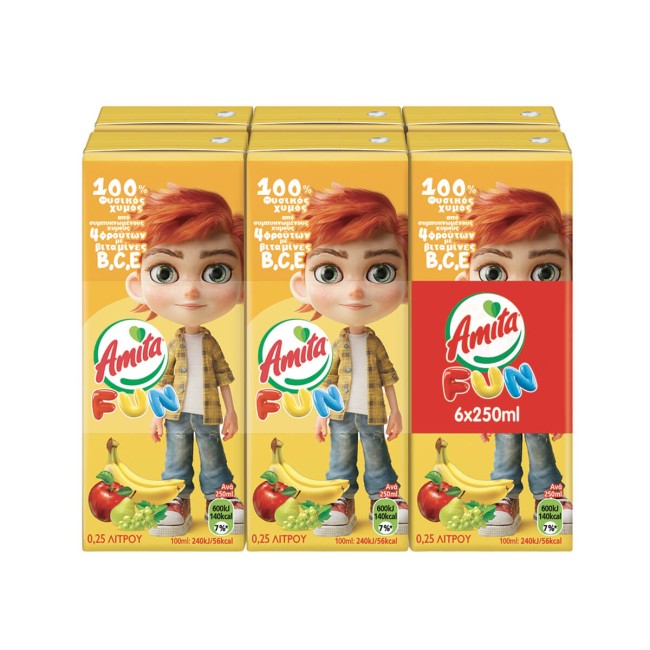 Amita Fun Yellow Παιδικός Χυμός 6x250ml Amita Fun Yellow Παιδικός Χυμός 6x250ml