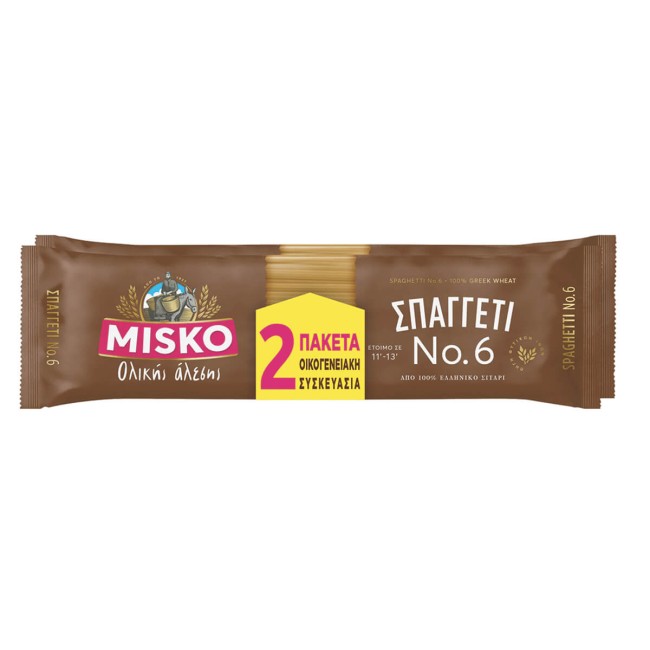 Misko Σπαγγέτι Ολικής Νο6 Οικογενειακή Συσκευασία 500gr x2τμχ