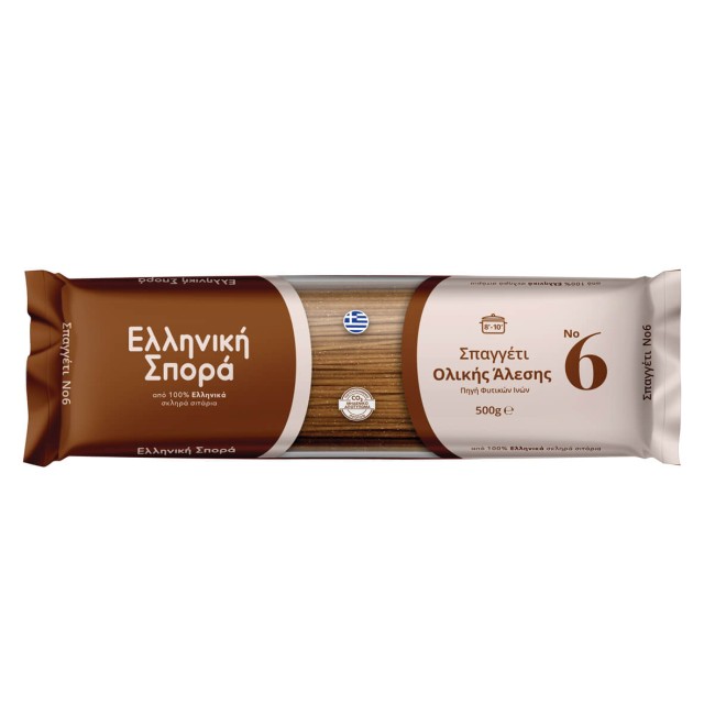Ελληνική Σπορά Μακαρόνια Σπαγγέτι Ολικής Άλεσης No6 500g