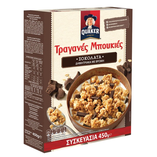 Quaker Τραγανές Μπουκιές Βρώμης με Σοκολάτα Υγείας 450g Quaker Τραγανές Μπουκιές Βρώμης με Σοκολάτα Υγείας 450g
