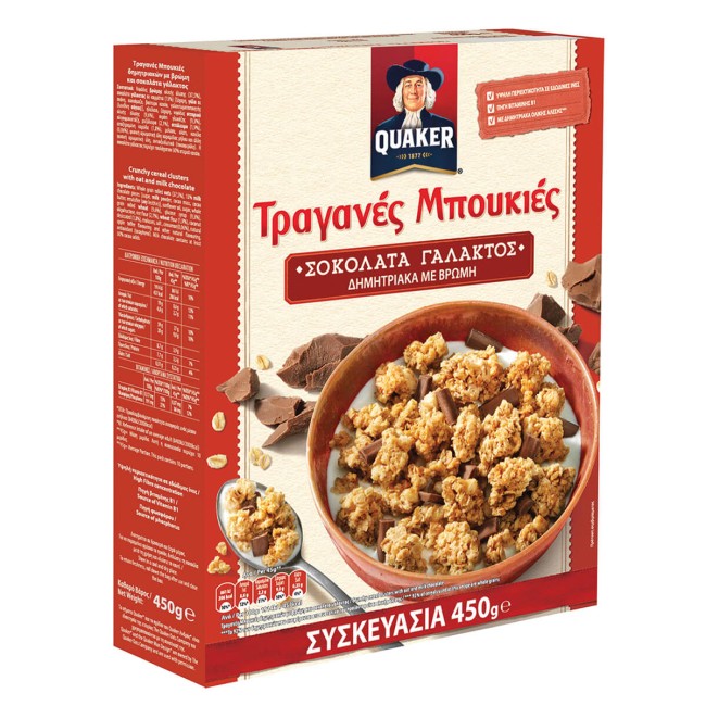 Quaker Τραγανές Μπουκιές Βρώμης με Σοκολάτα Γάλακτος 450g