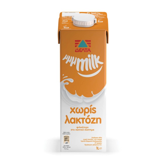Δέλτα Mmmilk Γάλα Χωρίς Λακτόζη Υψηλής Παστερίωσης 1lt