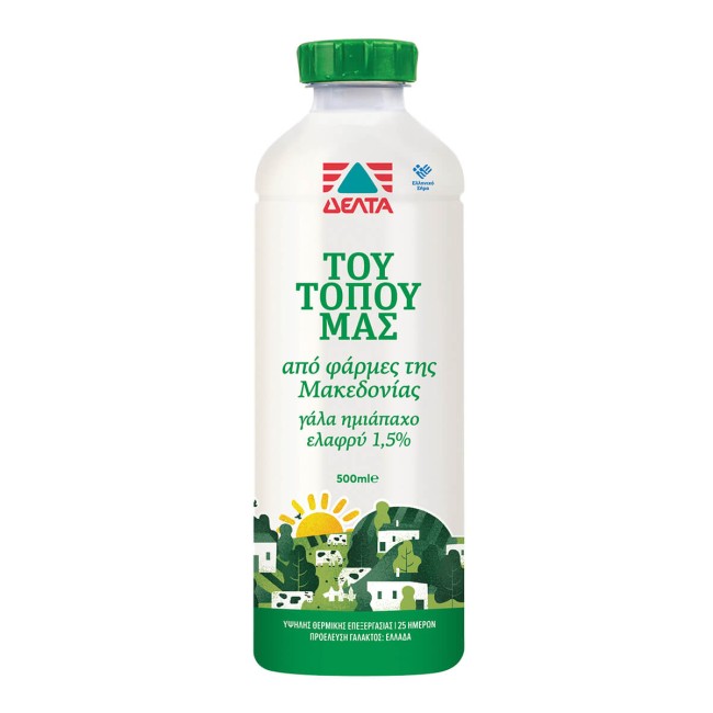 Δέλτα Του Τόπου μας Γάλα Ελαφρύ Υψηλής Παστερίωσης 1,5% Λιπαρά 500ml