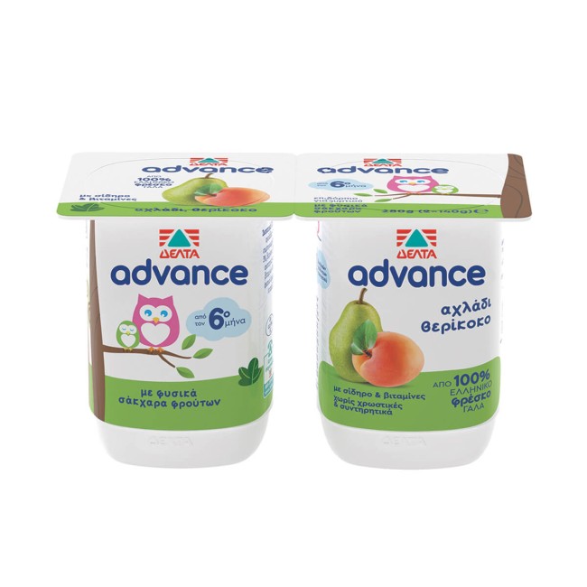 Δέλτα Advance Γιαούρτι Παιδικό Αχλάδι-Βερίκοκο 2x140gr