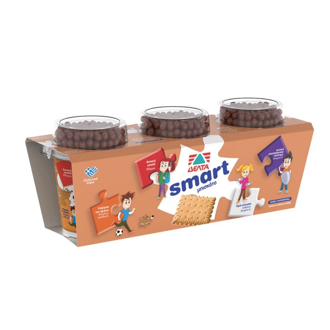 Δέλτα Επιδόρπιο Γιαουρτιού Smart Μπισκότο 3x140gr