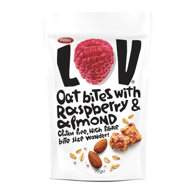 Pellito Lov Bites Rasberry, Βρώμη & Αμύγδαλο 70g