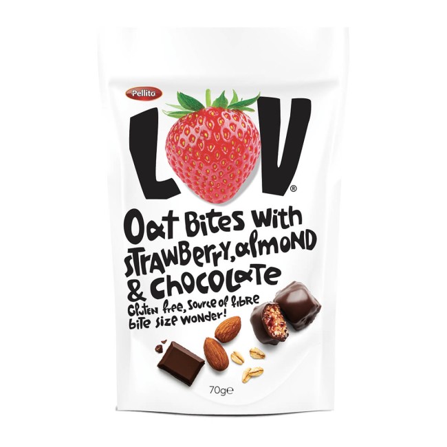 Pellito Lov Bites Φράουλα, Σοκολάτα & Αμύγδαλο 70g Pellito Lov Bites Φράουλα, Σοκολάτα & Αμύγδαλο 70g