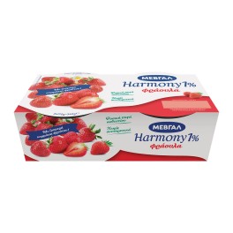 ΜΕΒΓΑΛ Harmony Επιδόρπιο Γιαουρτιού με Φράουλα 1% Λιπαρά 2x170gr