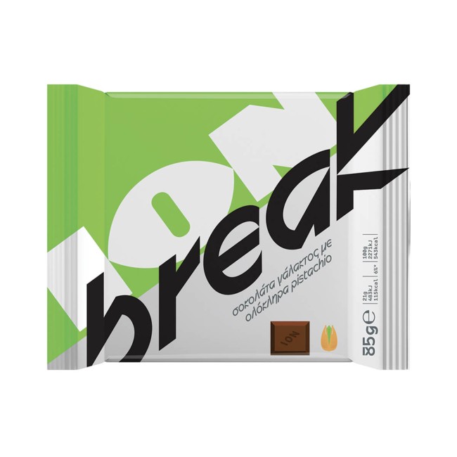 ΙΟΝ Break Σοκολάτα με Ολόκληρα Φυστίκια Αιγίνης 85gr