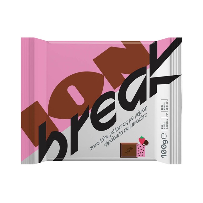 ΙΟΝ Break Σοκολάτα Φράουλα & Μπισκότο 100gr