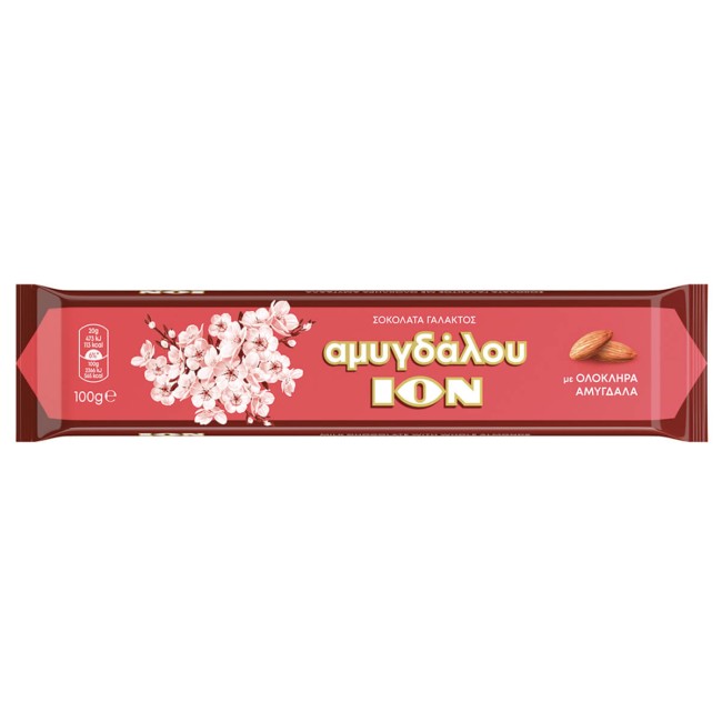 ΙΟΝ Σοκολάτα Γάλακτος με Ολόκληρα Αμύγδαλα 100gr
