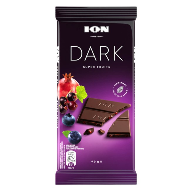 ΙΟΝ Σοκολάτα Dark Με Super Fruits 90gr