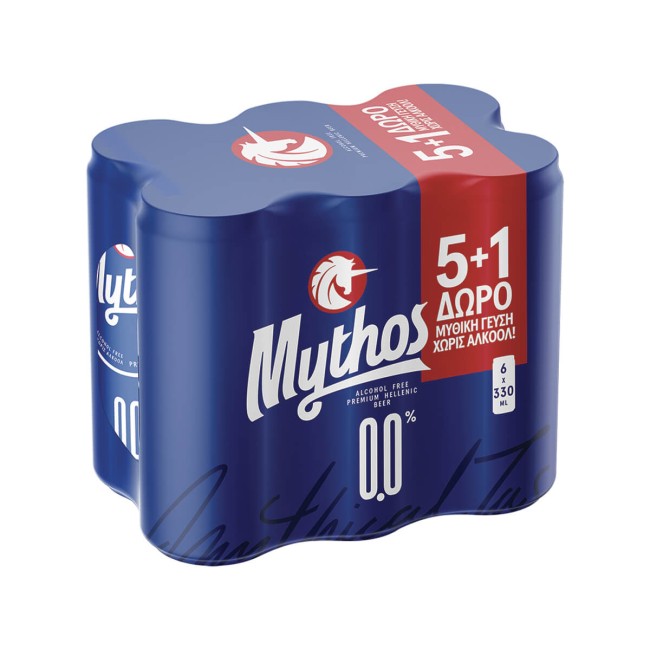Mythos Μπύρα Χωρίς Αλκοόλ 0,0%  5x330ml + 1 Δώρο