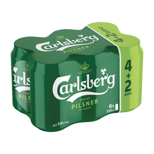 Carlsberg Pilsner Mπύρα Κουτί 4x330ml +2 Δώρο