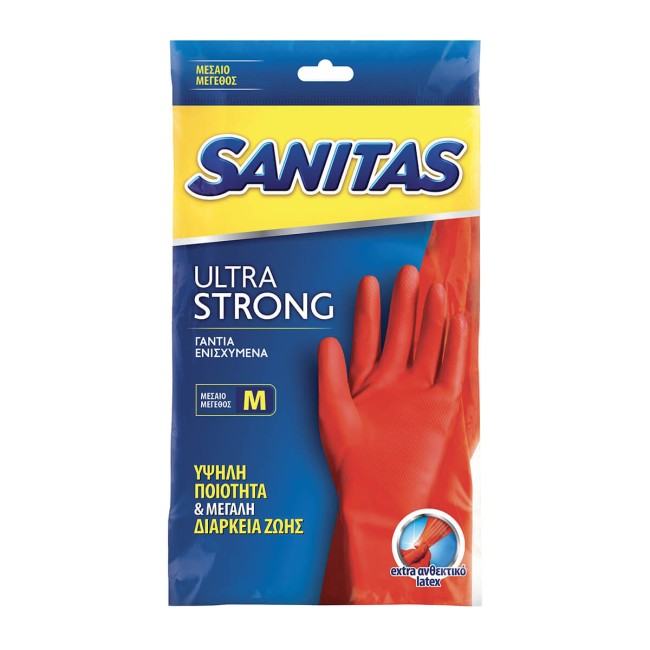 Sanitas Ultra Strong Γάντια Latex Με Επένδυση Medium