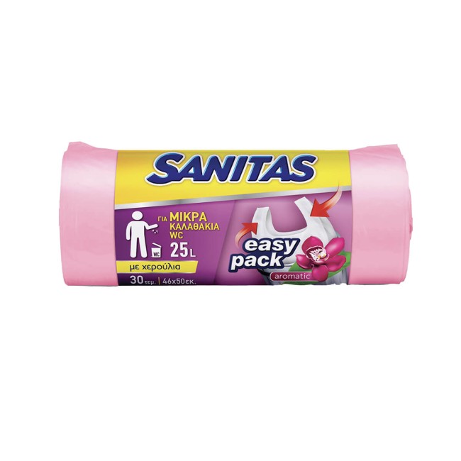 Sanitas Σακούλες Απορριμμάτων Με Χερούλια Easy Pack Μικρές Αρωματικές 30τμχ