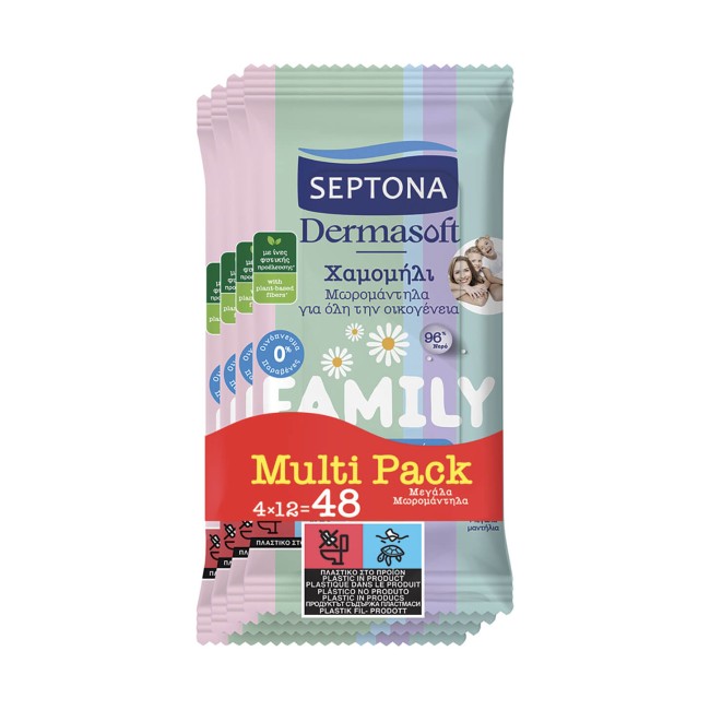 Septona Μωρομάντηλα Dermasoft Family 12τμχ x4