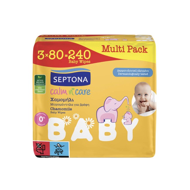 Septona Μωρομάντηλα Calm N' Care Χαμομήλι 3x80τμχ