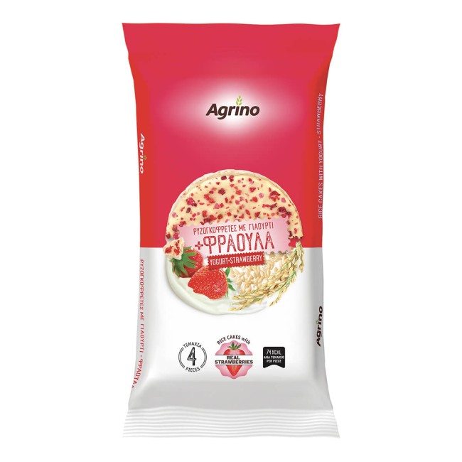 Agrino Ρυζογκοφρέτες με Γιαούρτι & Φράουλα Χωρίς Γλουτένη 60gr Ρυζογκοφρέτες