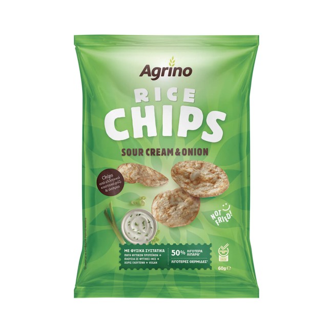 Agrino Τσίπς Ρυζιού Sour Cream & Onion 60gr