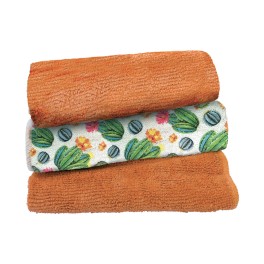 Πανιά Μικροϊνών Σετ Κάκτος Πορτοκαλί 3τμχ 30x30cm