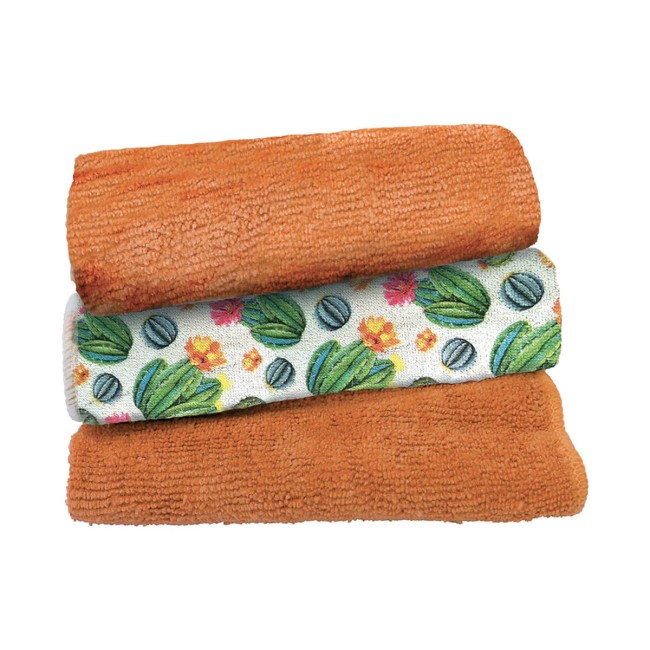 Πανιά Μικροϊνών Σετ Κάκτος Πορτοκαλί 3τμχ 30x30cm