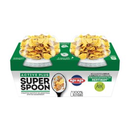 Κρι Κρι Superspoon Επιδόρπιο Γιαούρτιου Plain Active Plus με Δημητριακά  0% Λιπ. 2x200gr