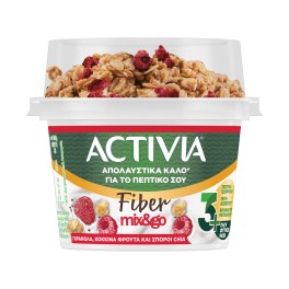 Activia Fiber Mix & Go Granola & Κόκκινα Φρούτα 165gr