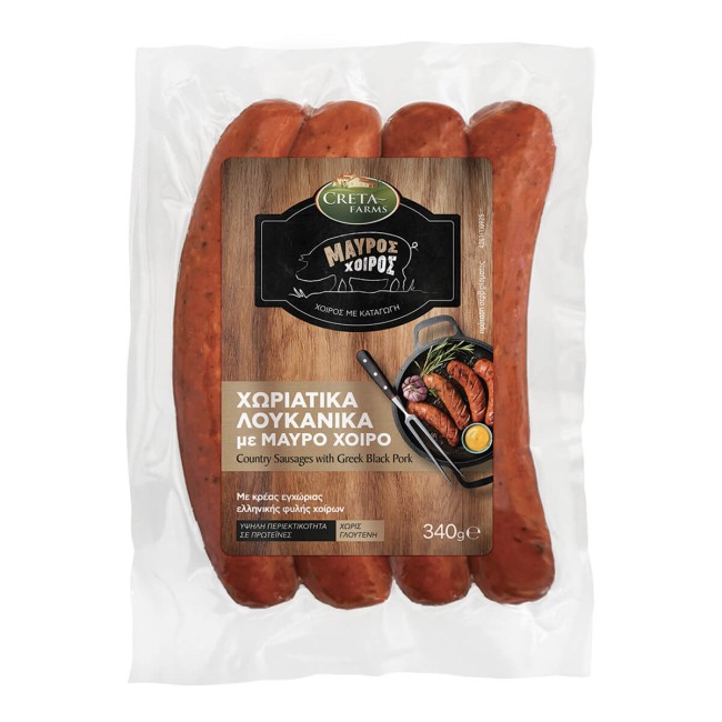 Creta Farms Λουκάνικα Χωριάτικα Μαύρου Χοίρου 340gr
