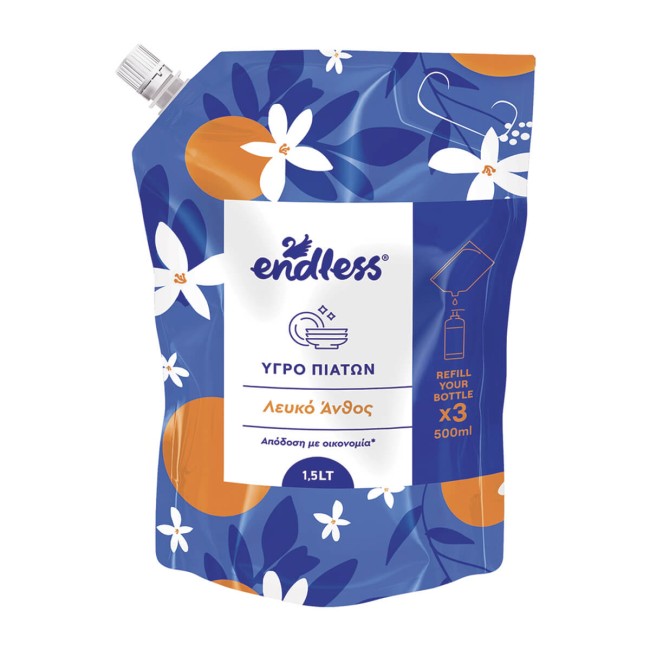 Endless Υγρό Πιάτων Λευκό Άνθος Ανταλλακτικό 1,5Lt