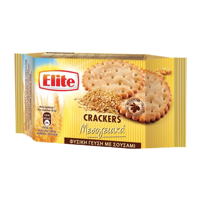 Elite Crackers Μεσογειακά με Φυσική Γεύση Σουσάμι 105gr
