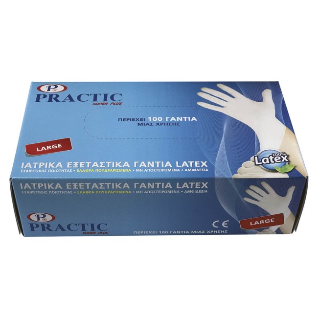 Practic Γάντια Latex Μίας Χρήσης Large 100τμχ